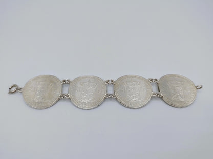 Silberarmband aus 4 Wilhelmina-Rijksdaaldern, 19 cm