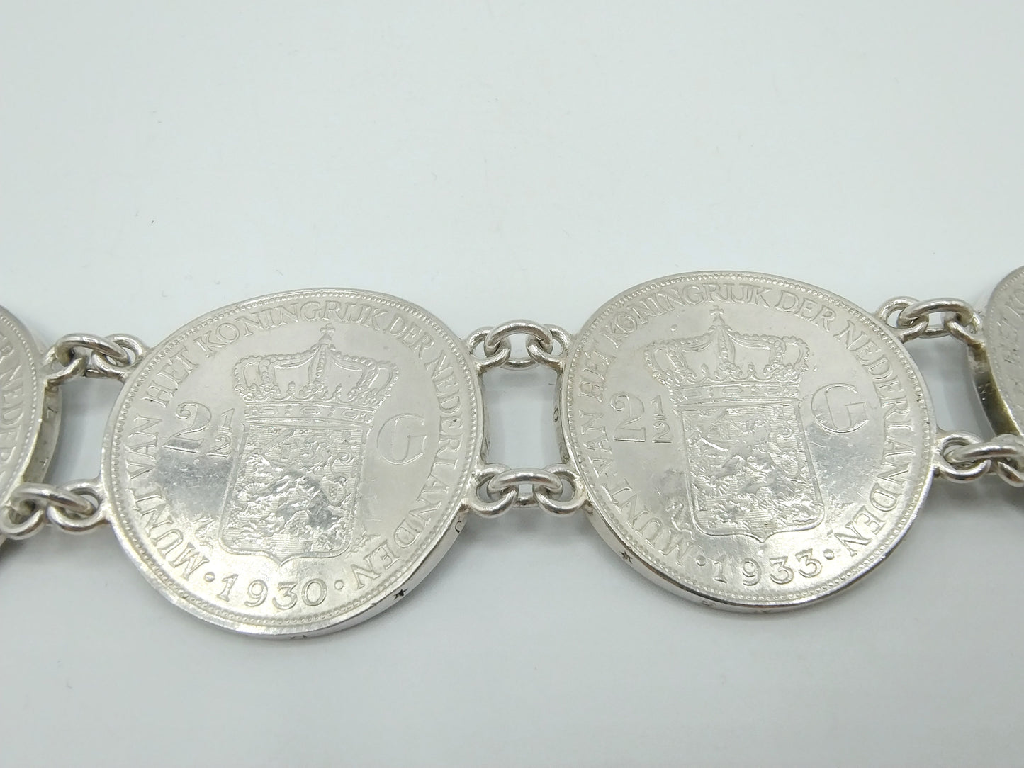 Silberarmband aus 4 Wilhelmina-Rijksdaaldern, 19 cm