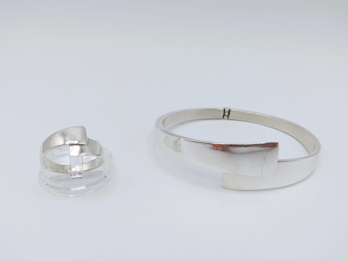 Silbernes Designarmband + Ring, 17 mm, 925
