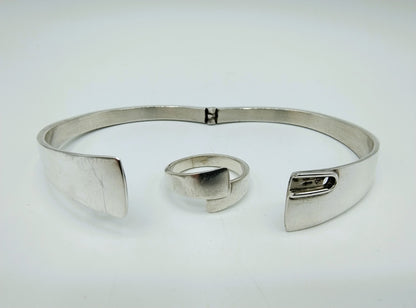 Silbernes Designarmband + Ring, 17 mm, 925