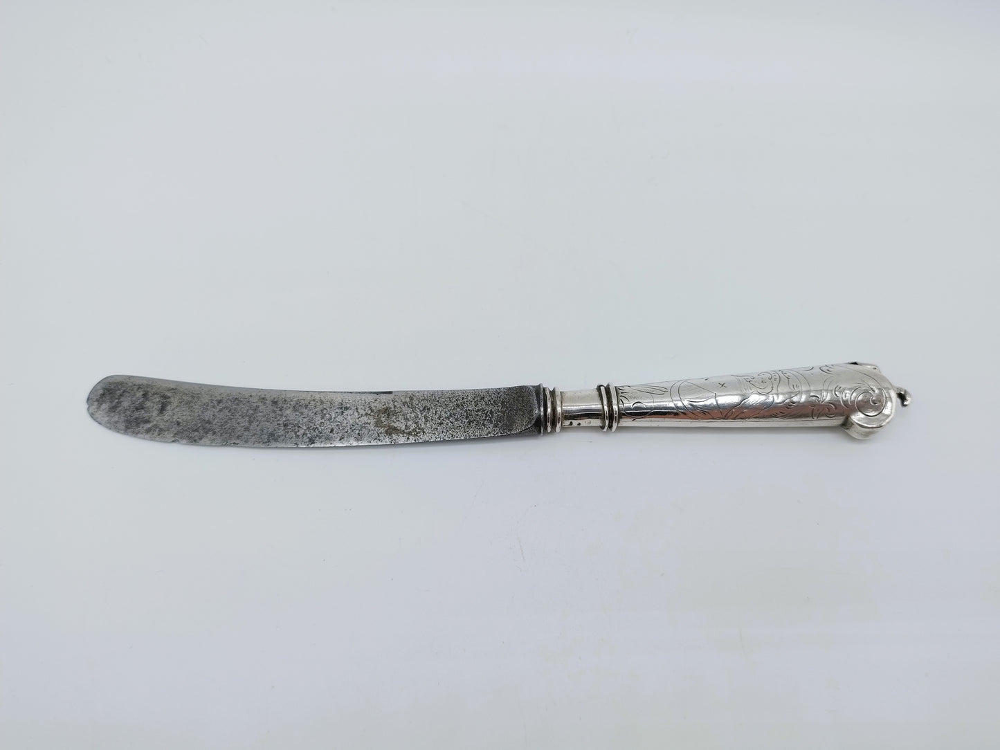 Zilveren mesheft met stalen lemmet, D. Hoep, Hoorn, 1769
