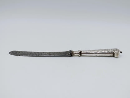 Zilveren mesheft met stalen lemmet, D. Hoep, Hoorn, 1769