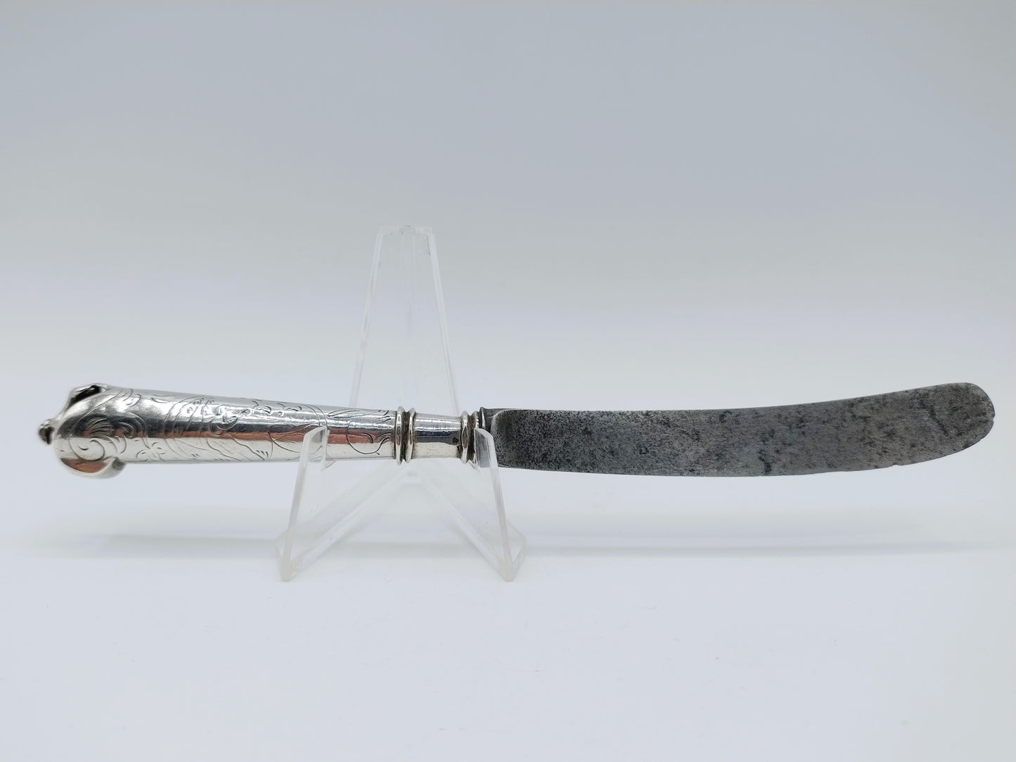 Zilveren mesheft met stalen lemmet, D. Hoep, Hoorn, 1769