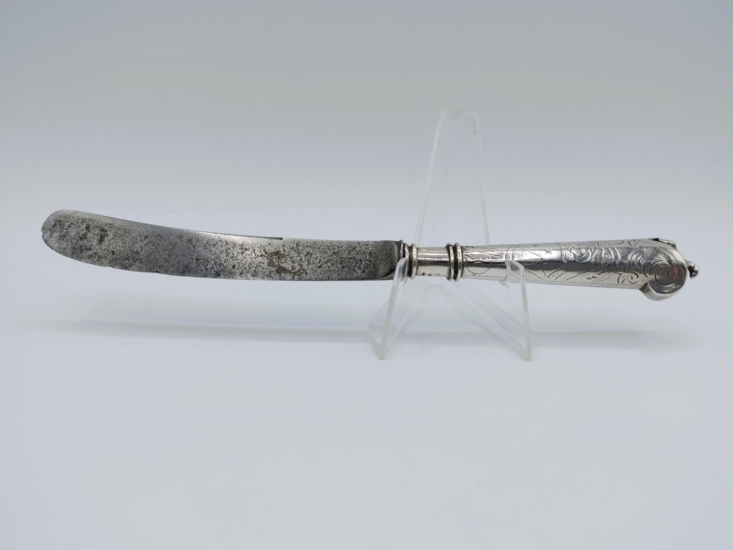 Zilveren mesheft met stalen lemmet, D. Hoep, Hoorn, 1769