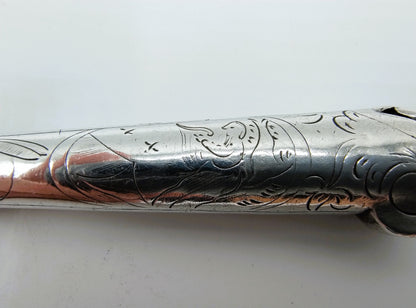 Zilveren mesheft met stalen lemmet, D. Hoep, Hoorn, 1769