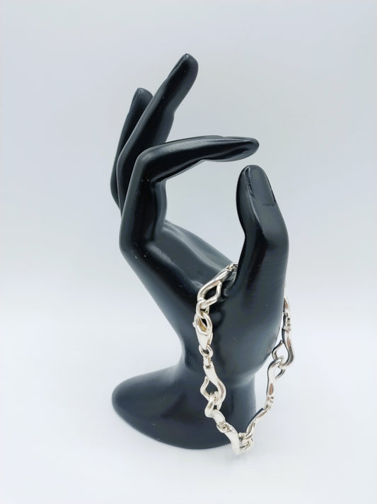 Silver bracelet with design link, 20 cm