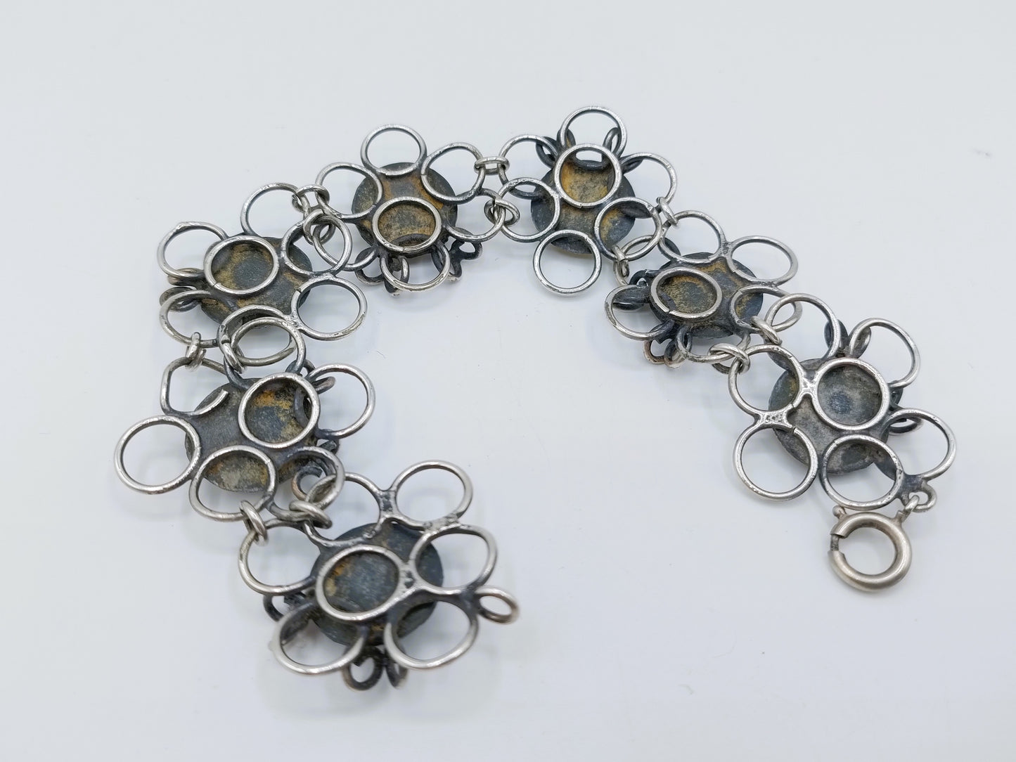 Silbernes Vintage-Armband mit Mondstein, 19,5 cm.