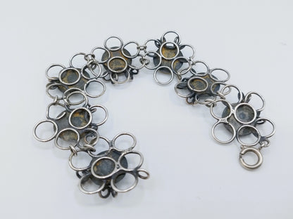 Silbernes Vintage-Armband mit Mondstein, 19,5 cm.