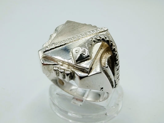 Zilveren heren zegelring met slang, 21 mm