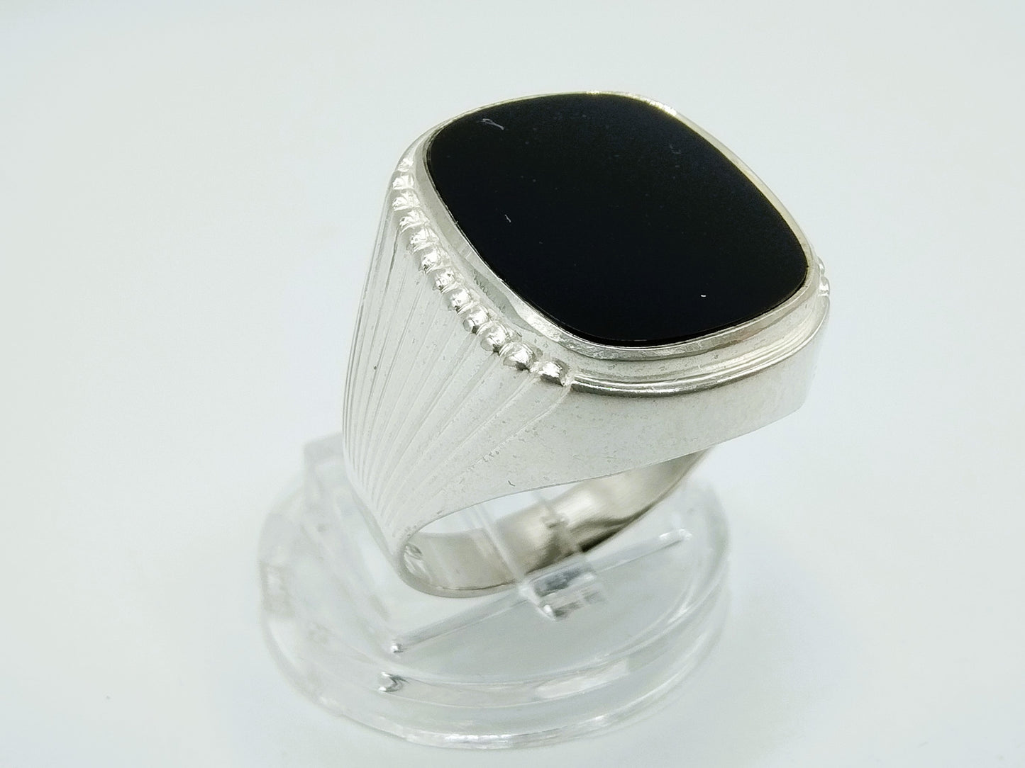 Zilveren heren zegelring met onyx, 19.5 mm