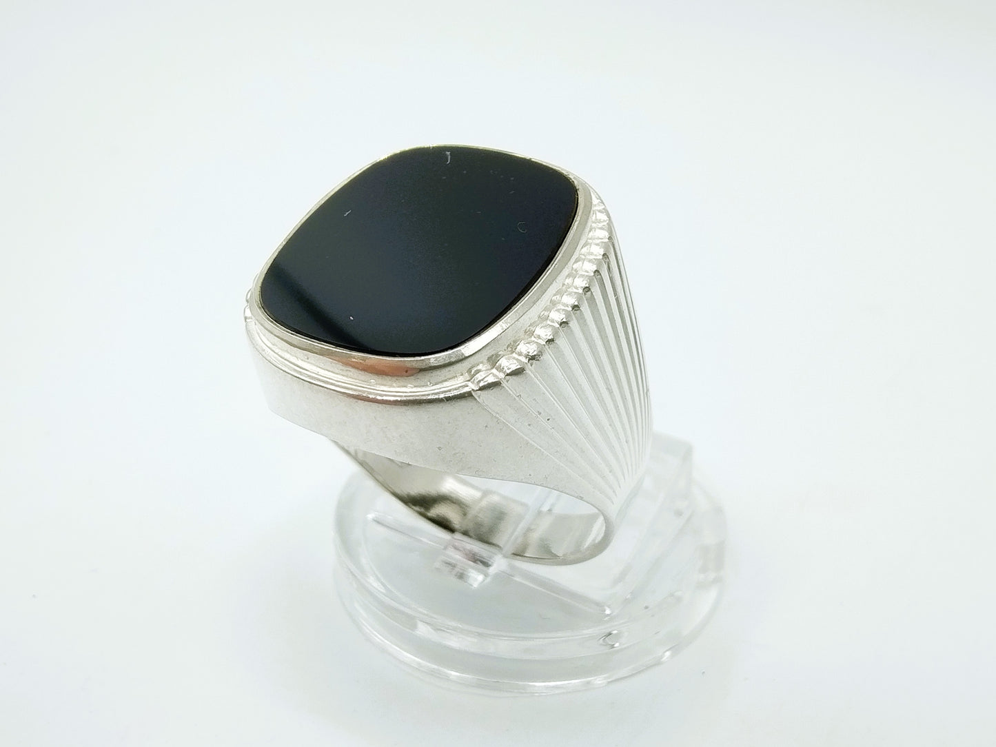 Zilveren heren zegelring met onyx, 19.5 mm