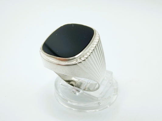 Zilveren heren zegelring met onyx, 19.5 mm
