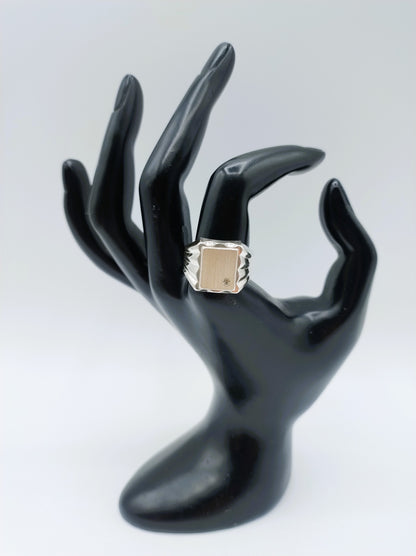 Zilveren heren zegelring met zirkonia, 21.5 mm