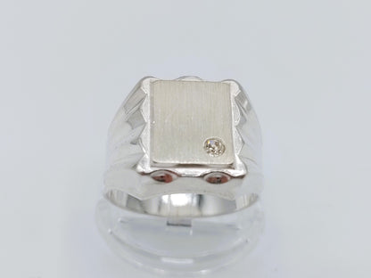 Zilveren heren zegelring met zirkonia, 21.5 mm