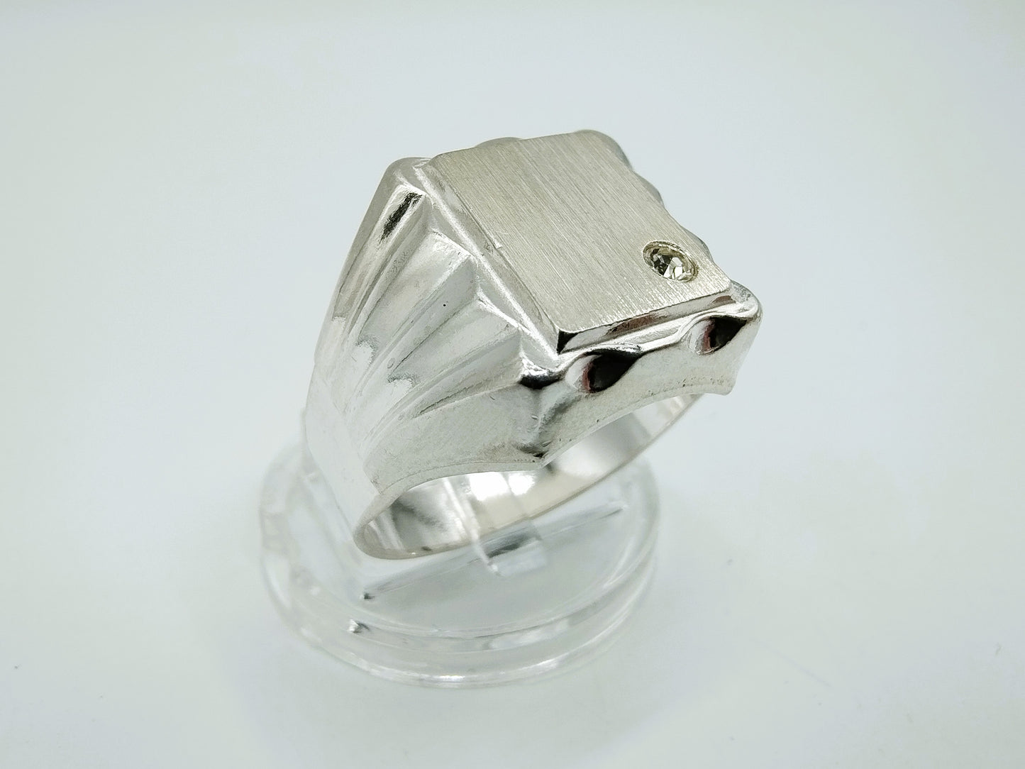 Zilveren heren zegelring met zirkonia, 21.5 mm