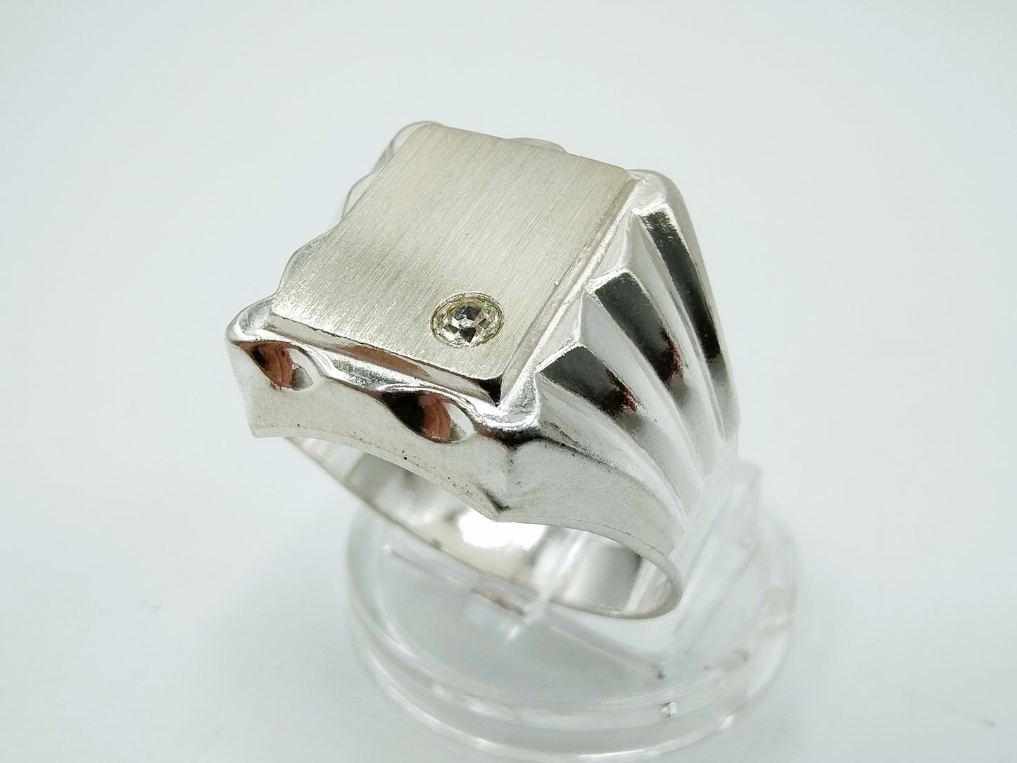 Zilveren heren zegelring met zirkonia, 21.5 mm