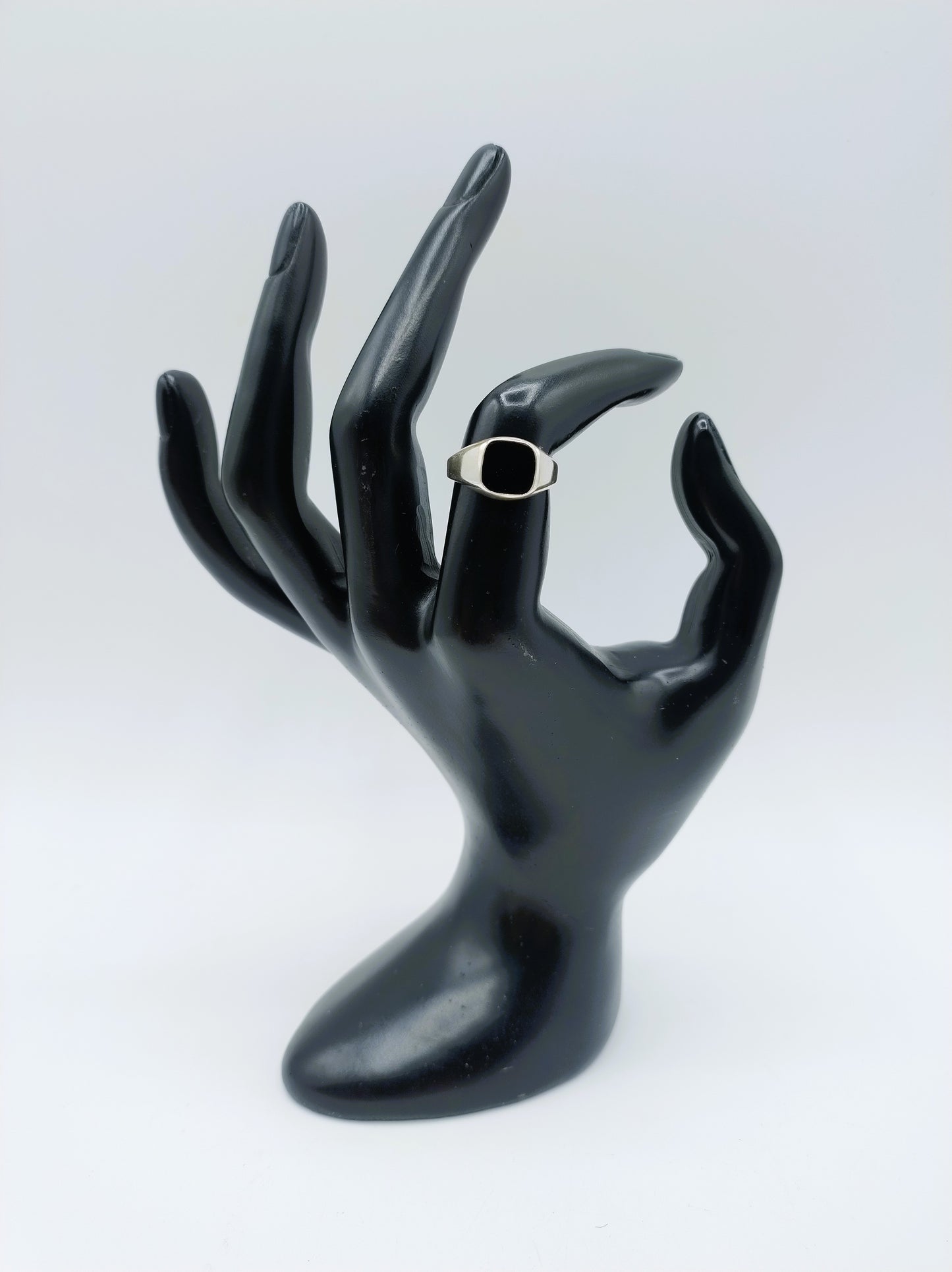 Silberner Herren-Siegelring mit Onyx, 17 mm