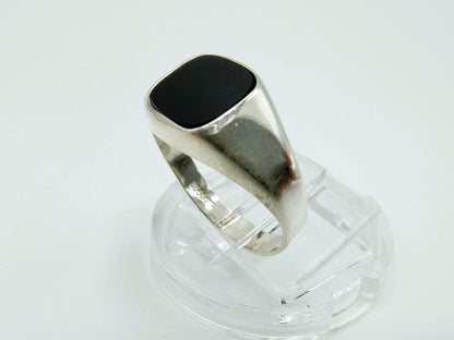 Silberner Herren-Siegelring mit Onyx, 17 mm