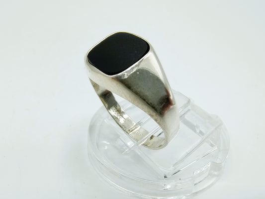 Silberner Herren-Siegelring mit Onyx, 17 mm