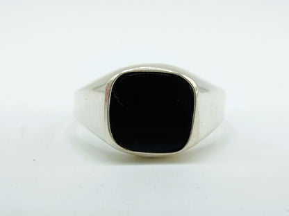 Silberner Herren-Siegelring mit Onyx, 17 mm