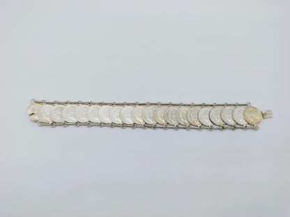 Zilveren dubbeltjes armband, Wilhelmina, 18 cm.