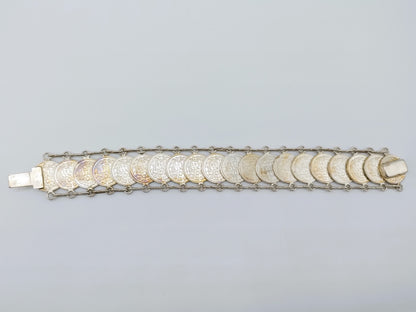 Zilveren dubbeltjes armband, Wilhelmina, 18 cm.
