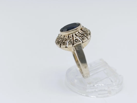 Zilveren ring met git en markasieten, 18 mm
