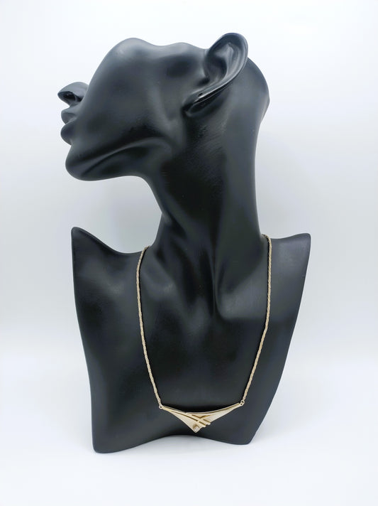 Zilveren koordcollier met V hanger, 42,5 cm.