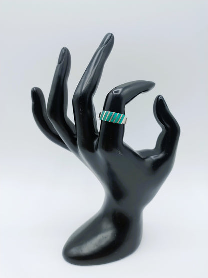 Zilveren ring met malachiet, 17,5 mm