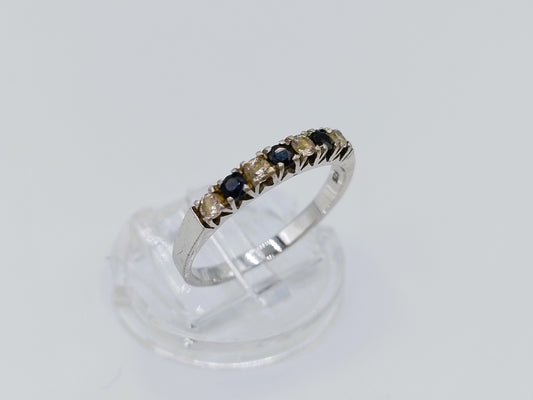 Silberner Reihenring mit Saphir und Zirkonia, 19 mm