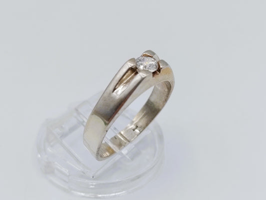 Silberner Unisex-Ring mit Stein, 19 mm
