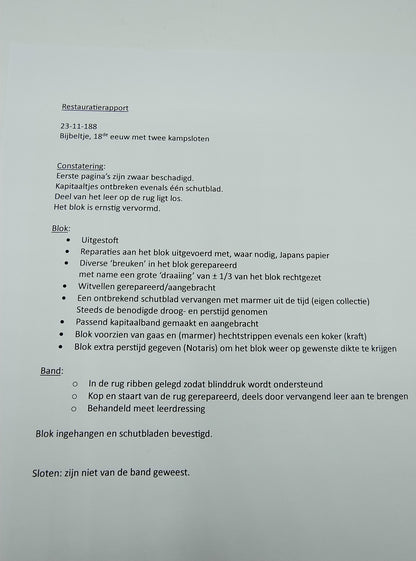 Bibel mit Silberverschlüssen, KJ Kanninga, Drachten, 1873