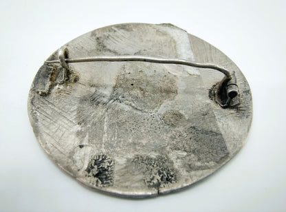 Silver trouser button brooch, 1865