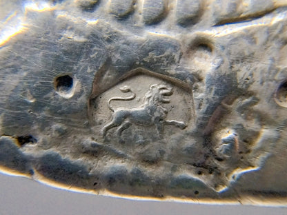 Silver trouser button brooch, 1865