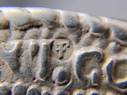 Silver trouser button brooch, 1865