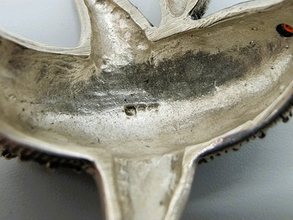 Zilveren ring, dolfijn met markasieten, 17.5 mm