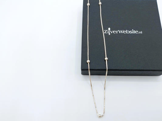 Zilveren venetiaans collier met bolletjes, 42.5 cm