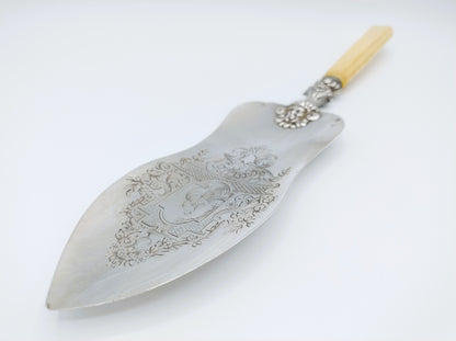 Zilveren taartschep met benen heft, E. Callot, Parijs, ca. 1850