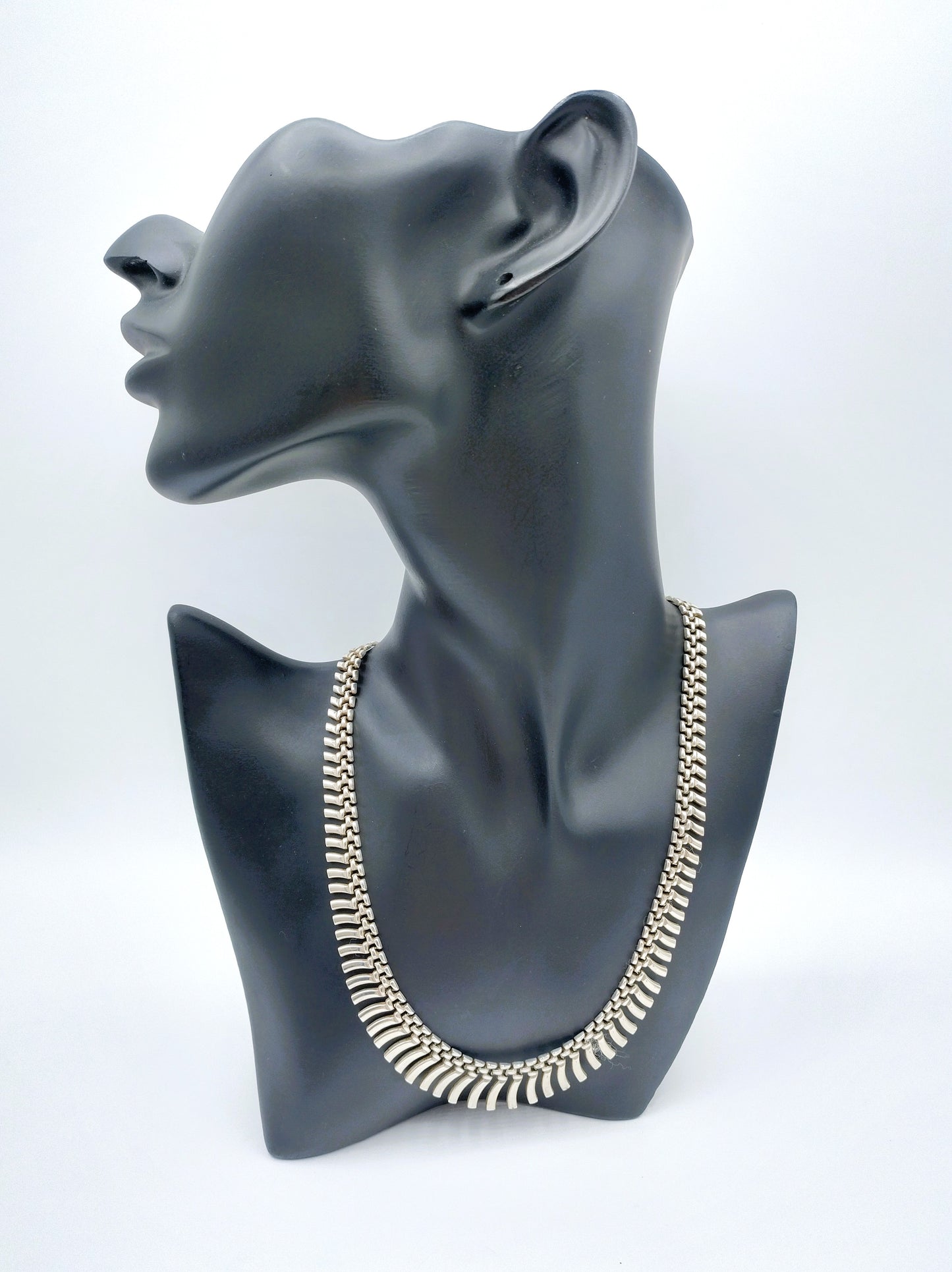 Silver bars design necklace, 43 cm