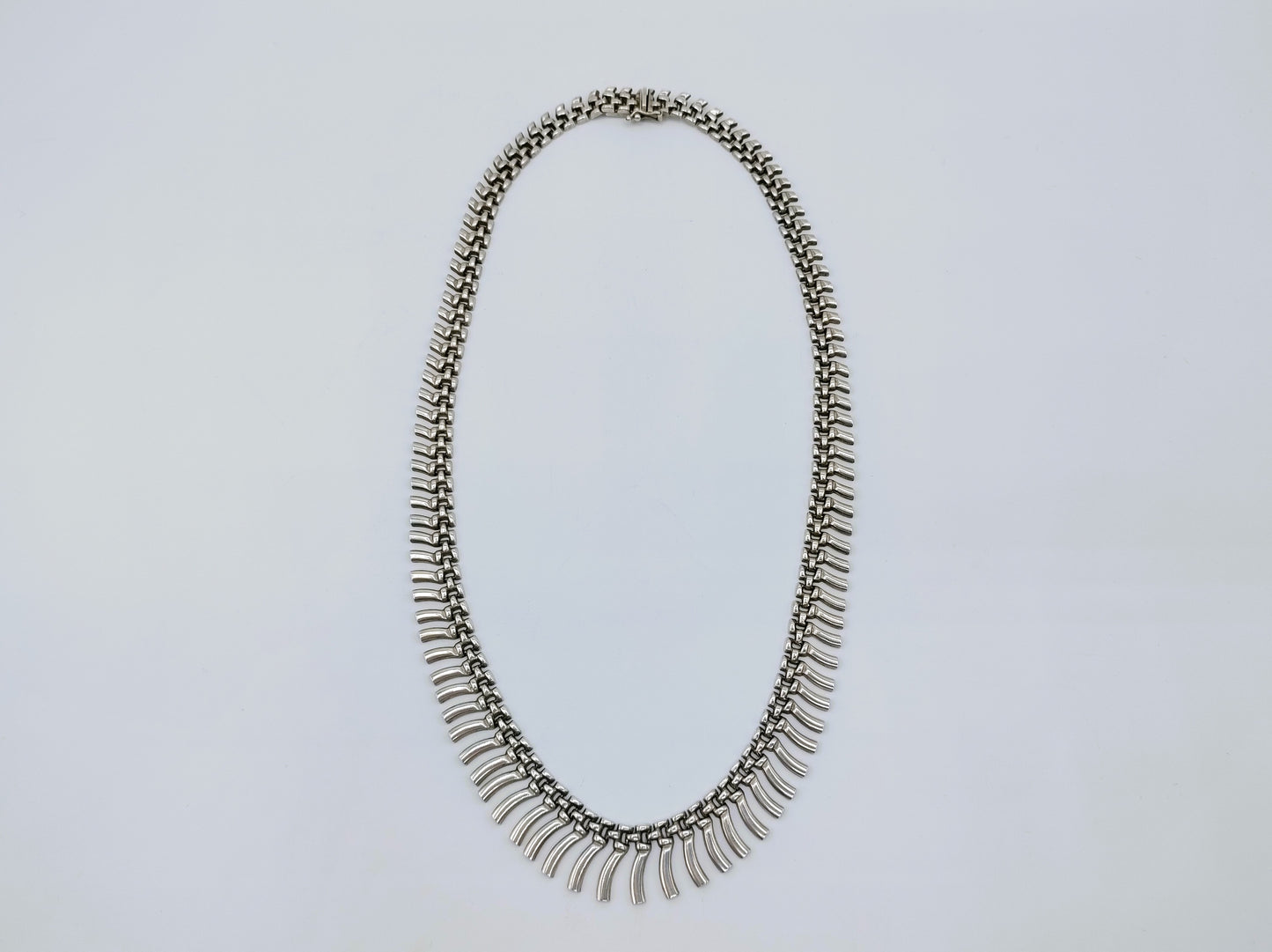 Silver bars design necklace, 43 cm