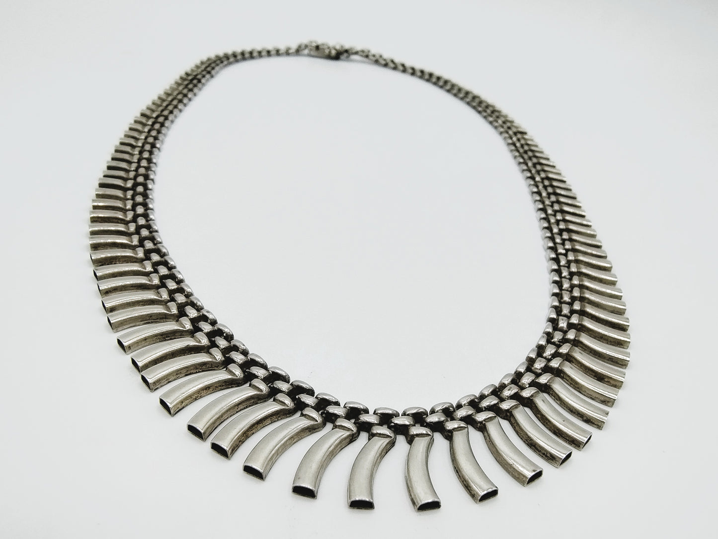 Silver bars design necklace, 43 cm