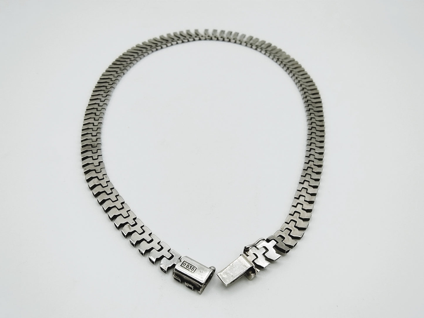 Silver bars design necklace, 43 cm