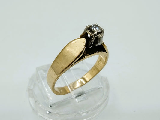 Gouden solitair ring met diamant, 0,07 ct, 17 mm