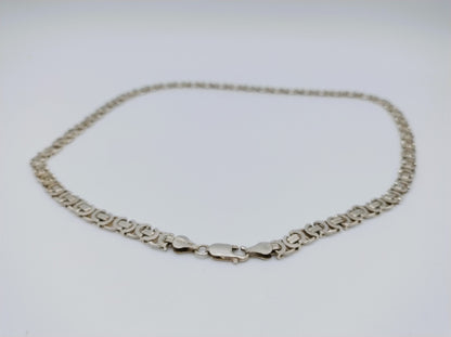 Zilveren koningsketting, vierkante schakel, 6 mm, 52,5 cm.
