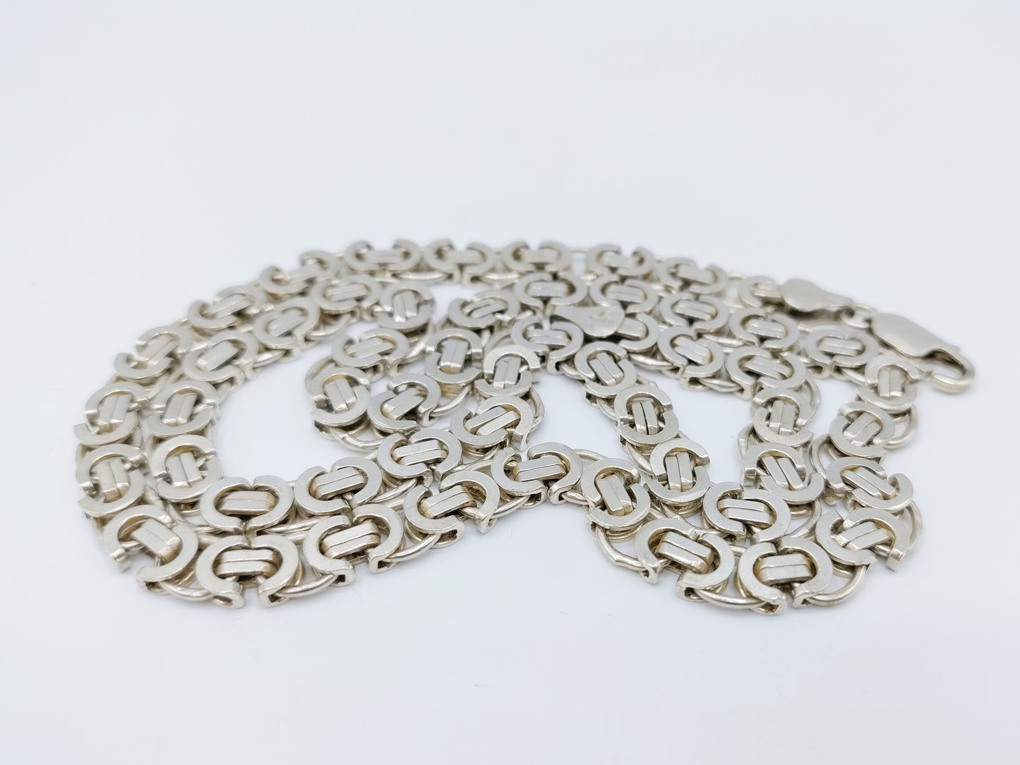 Zilveren koningsketting, vierkante schakel, 6 mm, 52,5 cm.