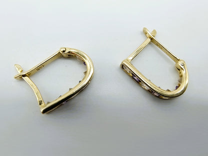 Goldohrringe mit Zirkonia und Amethyst