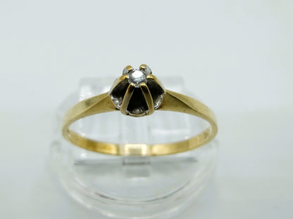 Gouden solitairring met diamant, 17 mm