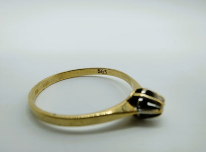 Gouden solitairring met diamant, 17 mm