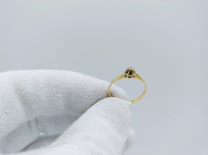 Gouden solitairring met diamant, 17 mm