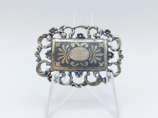 Zilveren broche met nielo inleg,  925